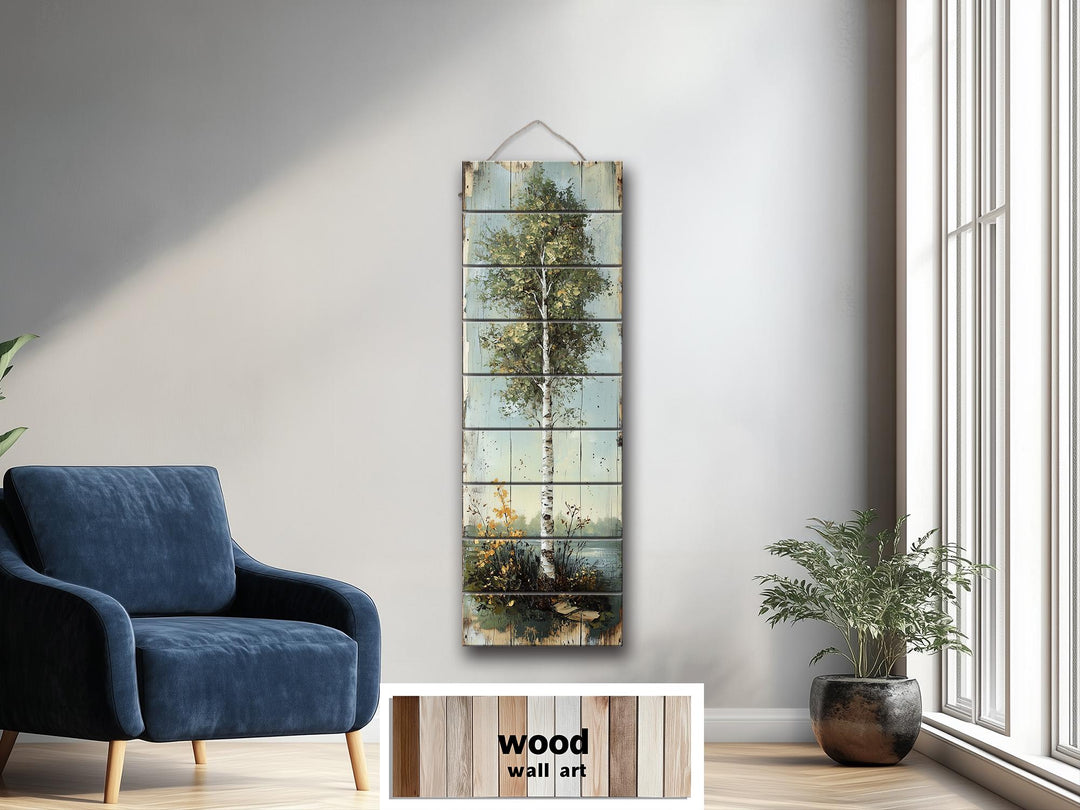Tall Vertical Wall Art Birch Tree Real Wood Wall Decor
