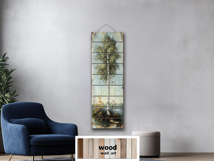 Tall Vertical Wall Art Birch Tree Real Wood Wall Decor