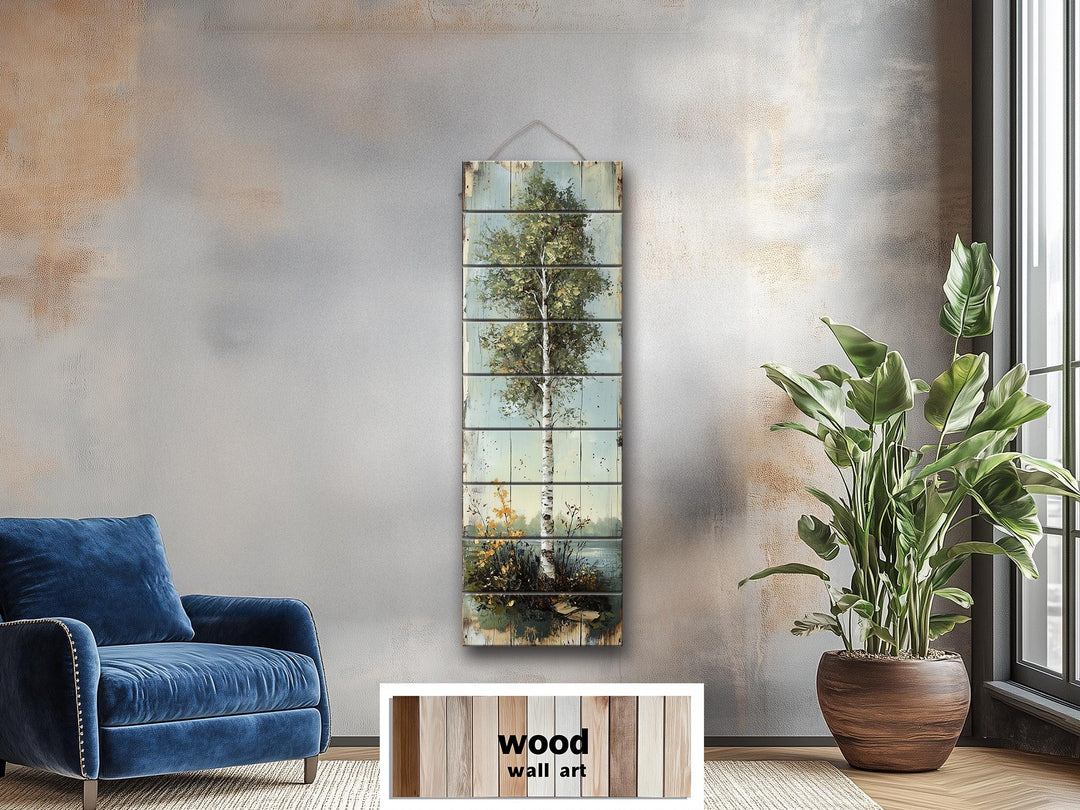 Tall Vertical Wall Art Birch Tree Real Wood Wall Decor