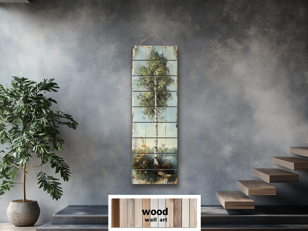 Tall Vertical Wall Art Birch Tree Real Wood Wall Decor