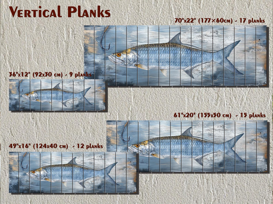 Tarpon Real Wood Wall Art – Long Horizontal Coastal Fishing Sign