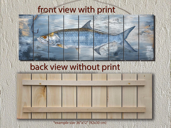 Tarpon Real Wood Wall Art – Long Horizontal Coastal Fishing Sign