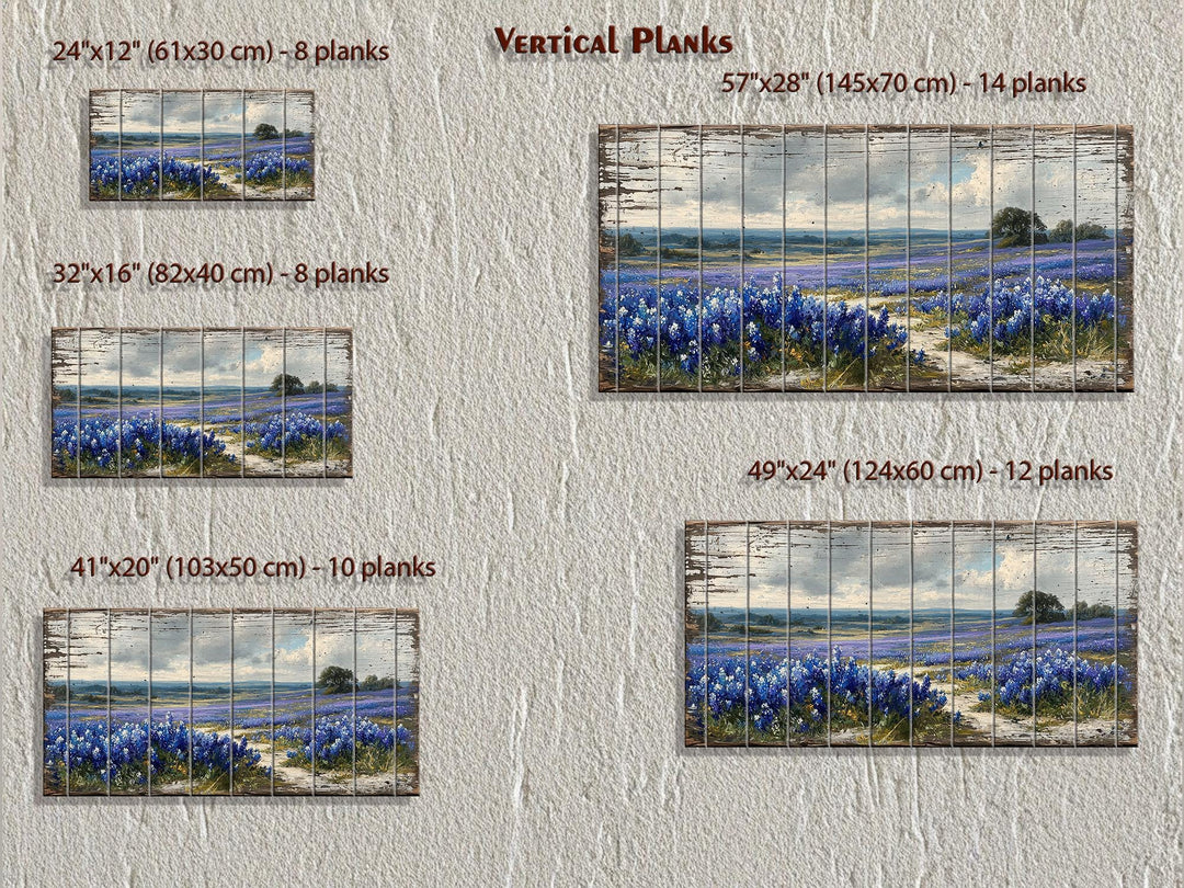 Texas Bluebonnet Field Distressed Wood Wall Art