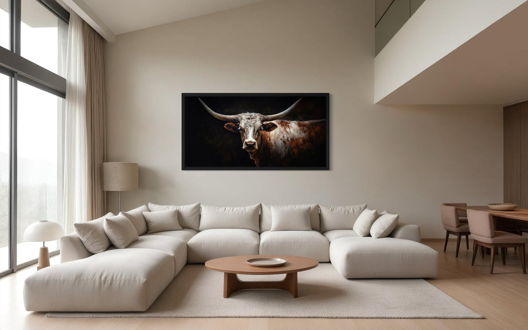 Texas Longhorn Cow Oil Painting Canvas Wall Art Print