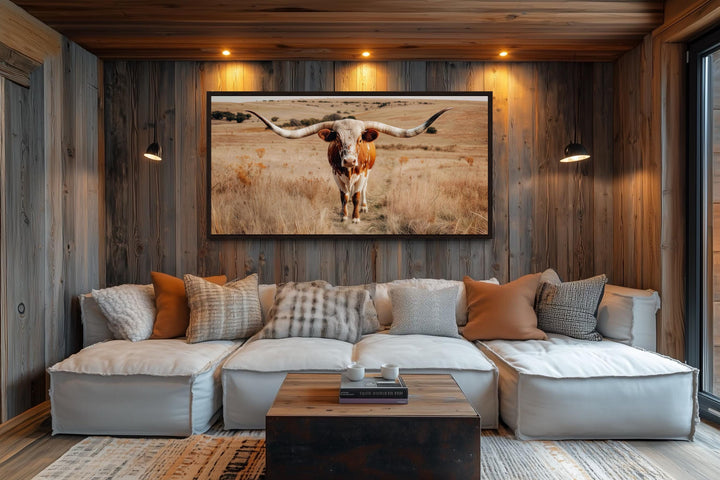 Texas Longhorn Photography Framed Canvas Wall Art
