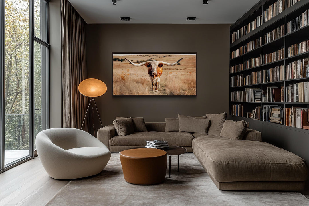 Texas Longhorn Photography Framed Canvas Wall Art