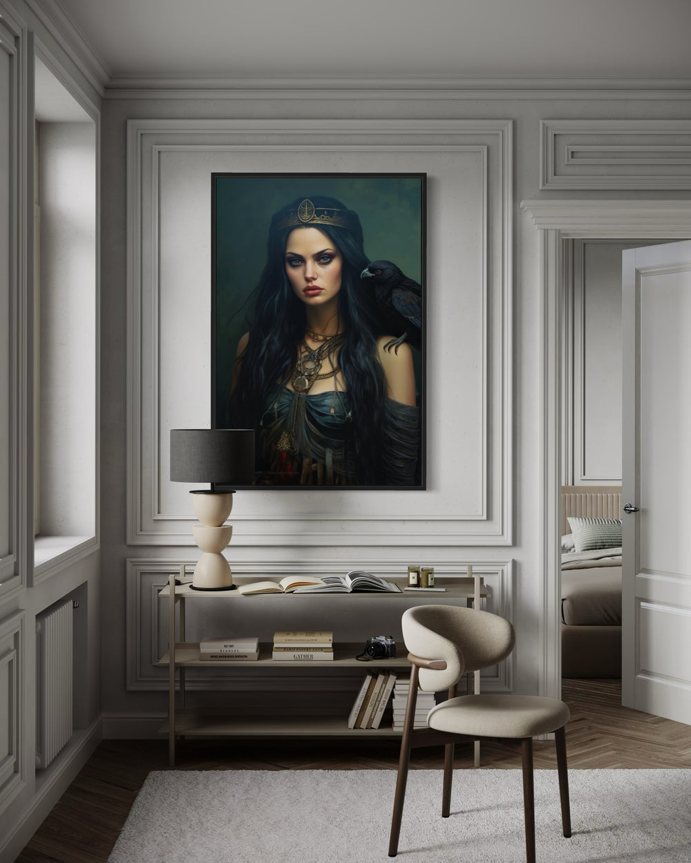 The Morrigan Warrior-Queen Celtic Goddess Framed Canvas Wall Art