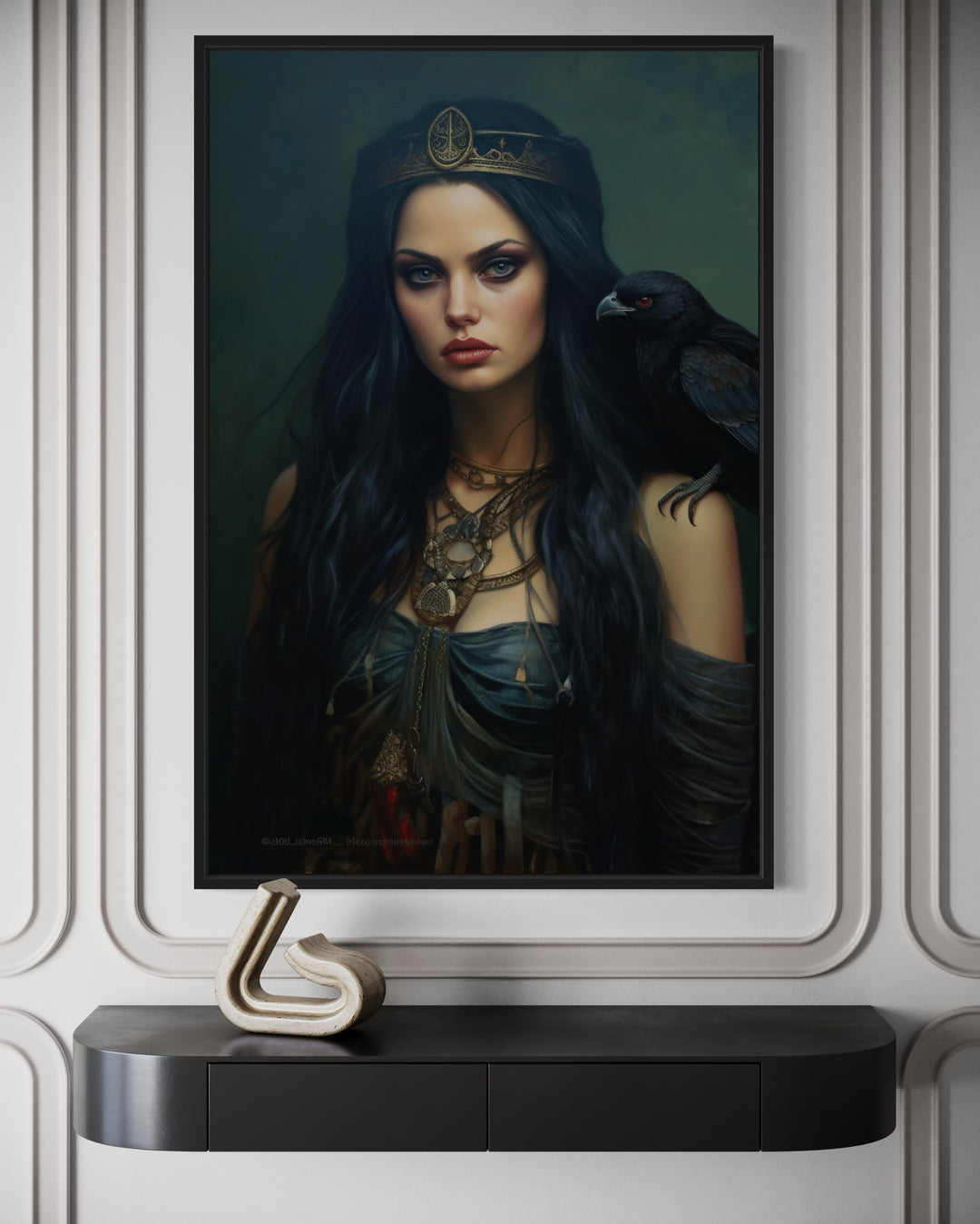 The Morrigan Warrior-Queen Celtic Goddess Framed Canvas Wall Art