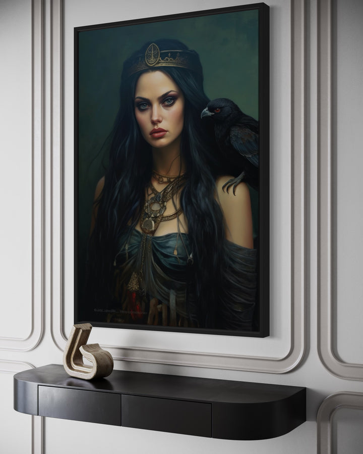 The Morrigan Warrior-Queen Celtic Goddess Framed Canvas Wall Art