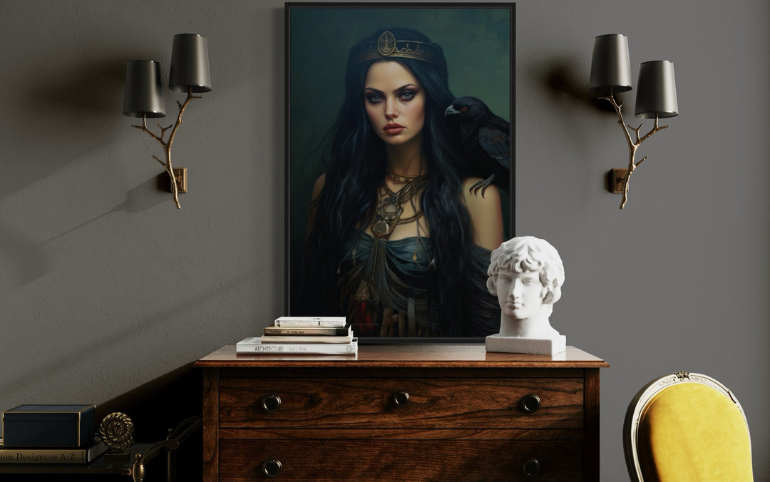 The Morrigan Warrior-Queen Celtic Goddess Framed Canvas Wall Art