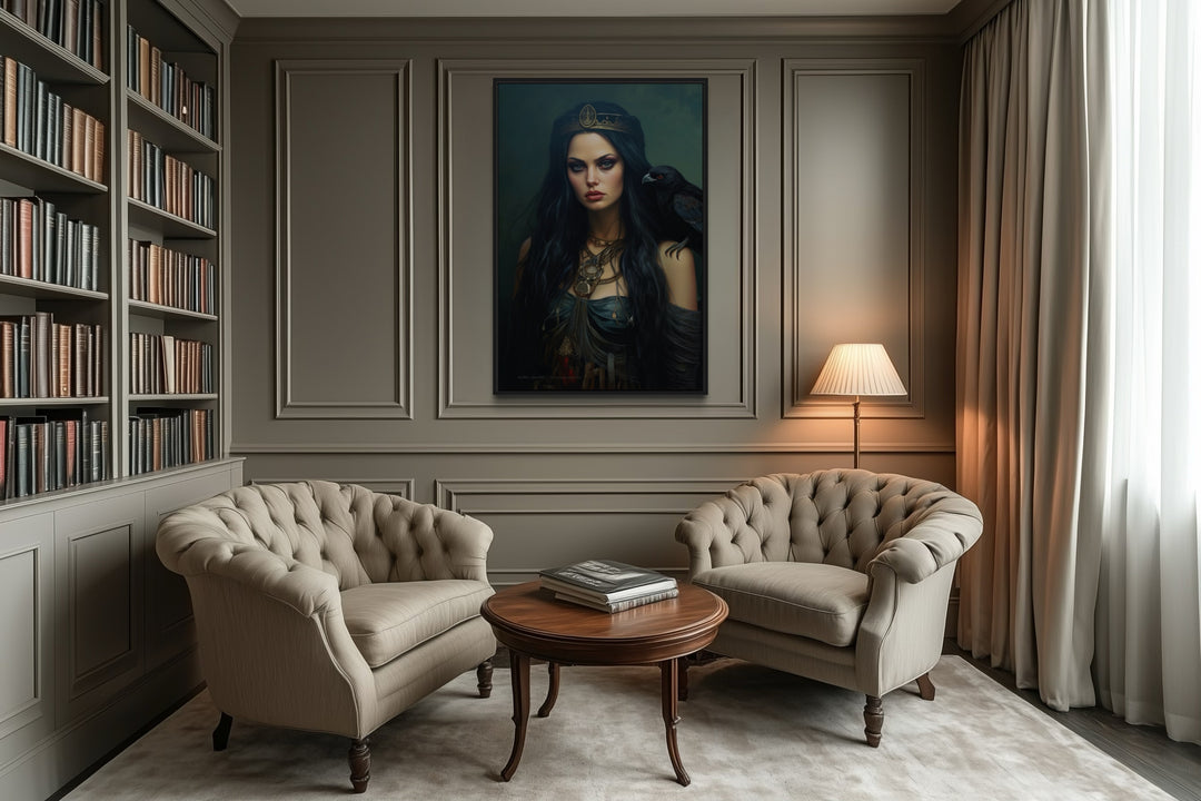 The Morrigan Warrior-Queen Celtic Goddess Framed Canvas Wall Art