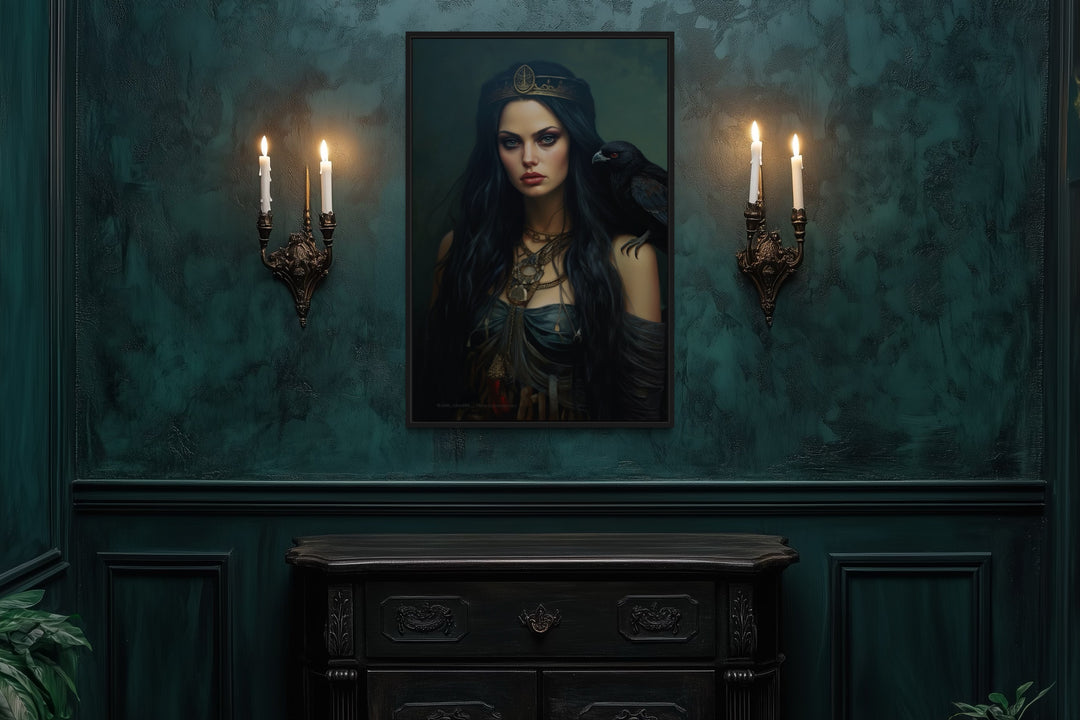The Morrigan Warrior-Queen Celtic Goddess Framed Canvas Wall Art
