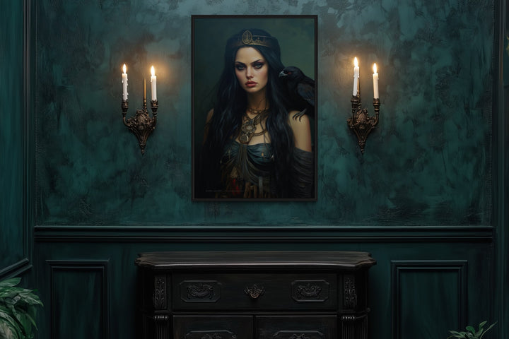 The Morrigan Warrior-Queen Celtic Goddess Framed Canvas Wall Art