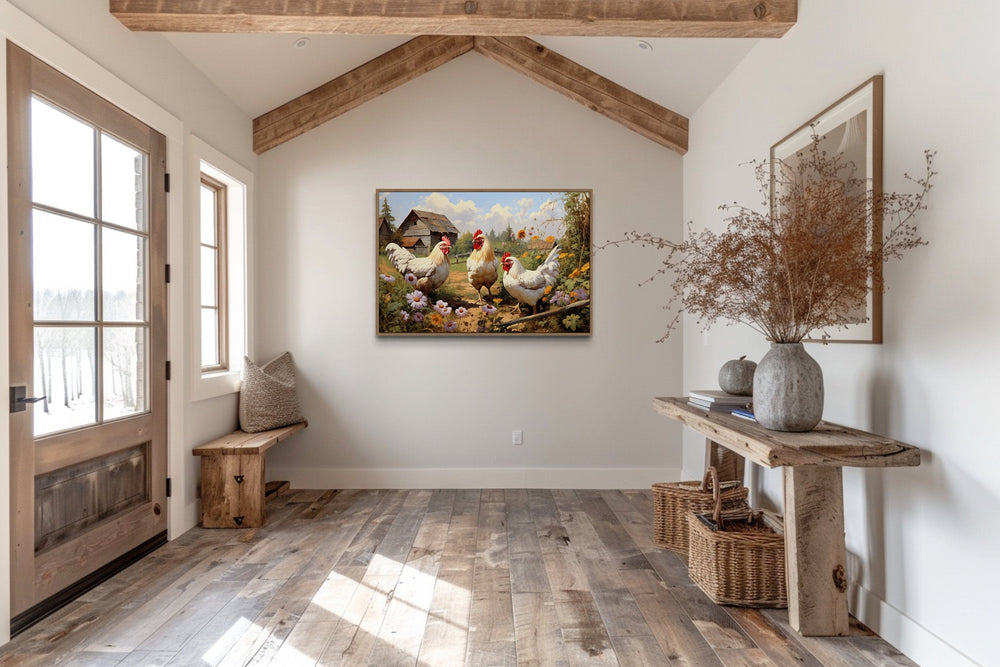 Three Chickens On the Farm Farmhouse Kitchen Wall Decor