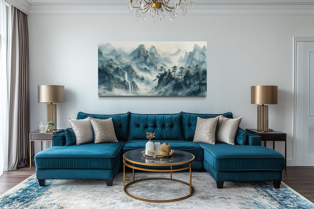 Traditional Chinese Mountain Landscape In Shan Shui Hua Style Framed Canvas Wall Art