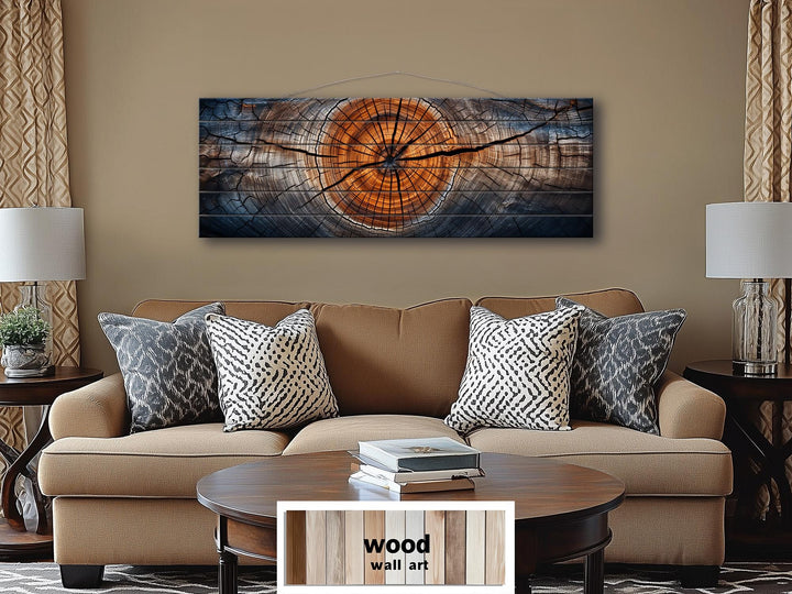 Tree Rings Real Wood Long Horizontal Wall Art