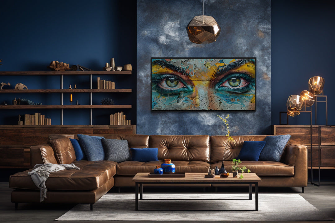 Trippy Eyes Graffiti Painting Framed Large Canvas Wall Decor