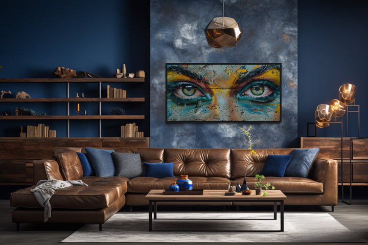 Trippy Eyes Graffiti Painting Framed Large Canvas Wall Decor
