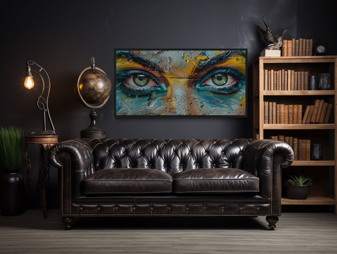 Trippy Eyes Graffiti Painting Framed Large Canvas Wall Decor