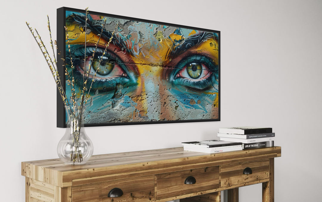 Trippy Eyes Graffiti Painting Framed Large Canvas Wall Decor