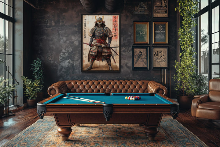 Ukiyo-e Style Japanese Samurai Framed Canvas Wall Art