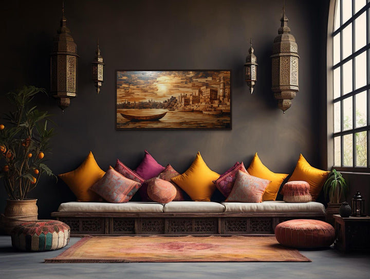 Varanasi Sunset Framed Canvas Wall Art