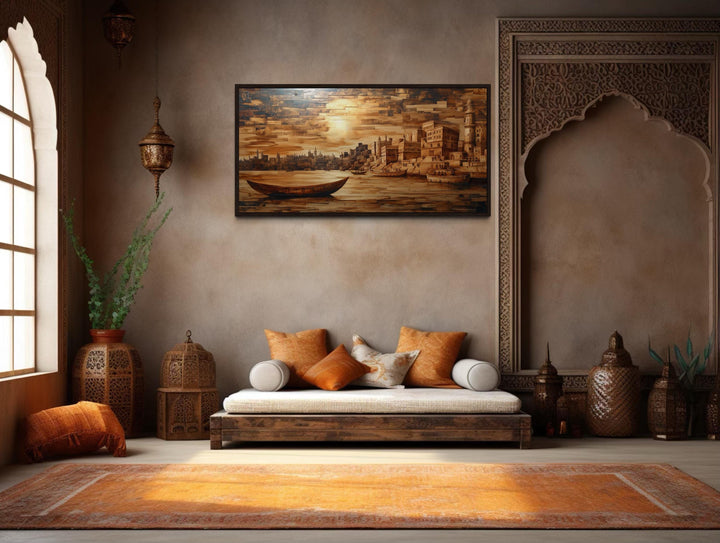 Varanasi Sunset Framed Canvas Wall Art