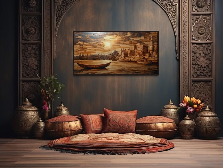 Varanasi Sunset Framed Canvas Wall Art