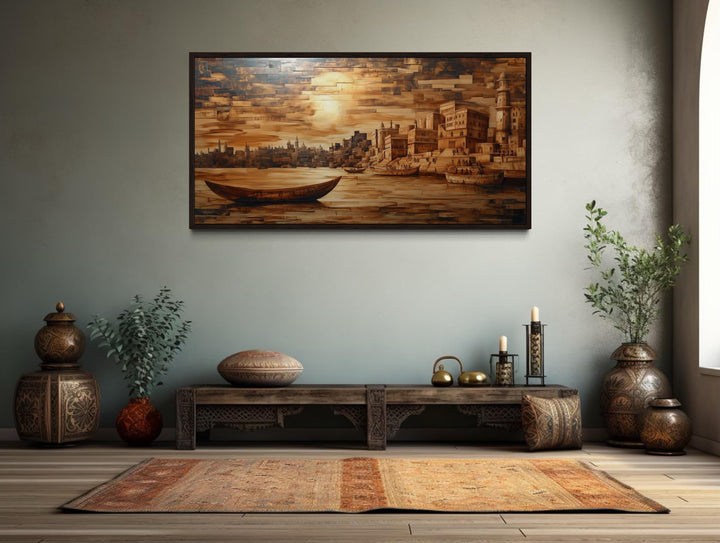 Varanasi Sunset Framed Canvas Wall Art