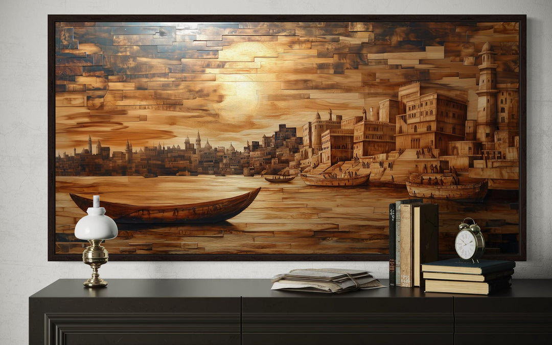 Varanasi Sunset Framed Canvas Wall Art