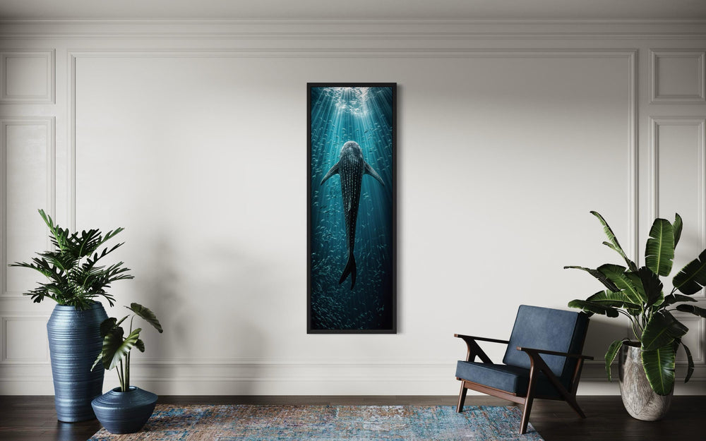 Vertical Narrow Long Narrow Whale Shark Framed Canvas Wall Art