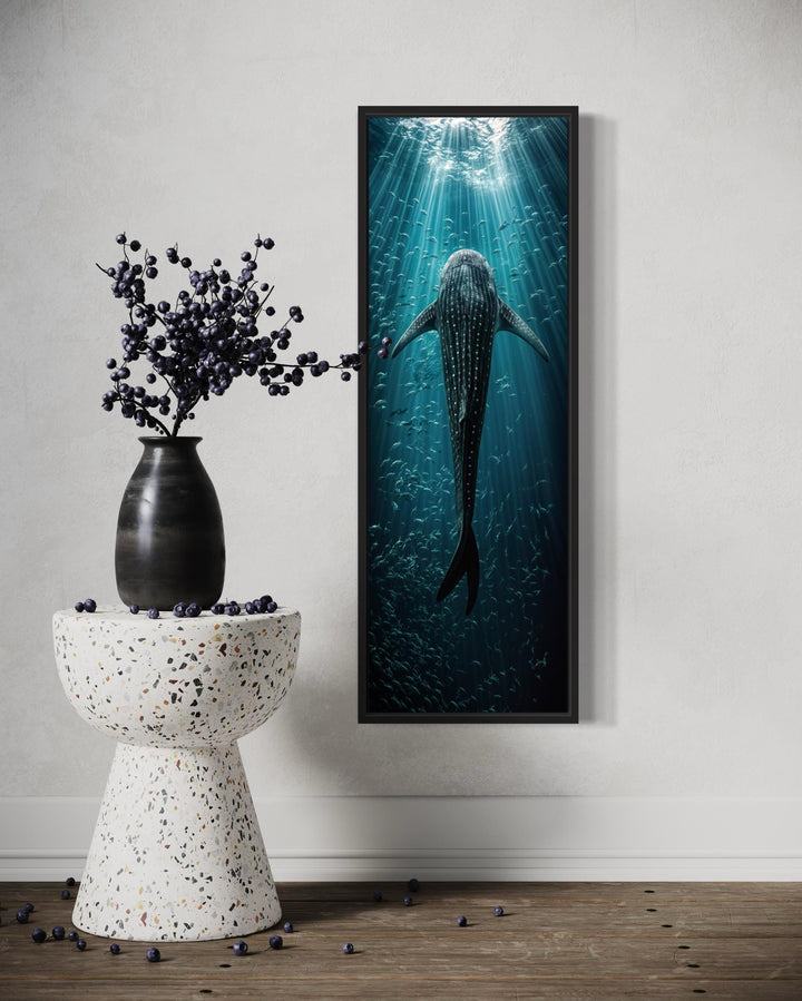 Vertical Narrow Long Narrow Whale Shark Framed Canvas Wall Art