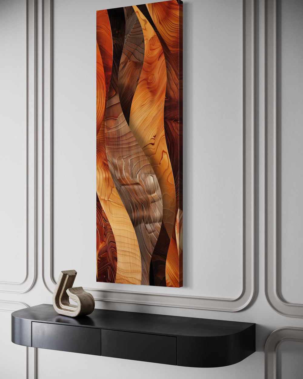 Vertical Narrow Wood Texture Painting Canvas Print