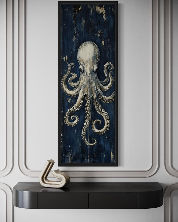 Vertical Octopus Tall Narrow Nautical Canvas Wall Art