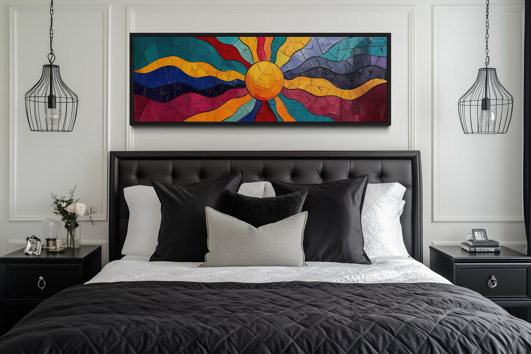 Vibrant Multicolored Sun Long Horizontal Canvas Wall Art