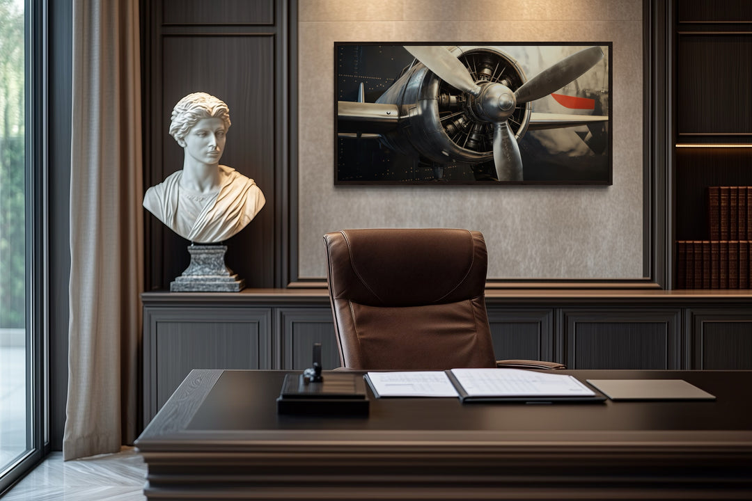 Vintage Airplane Propeller Framed Canvas Wall Art