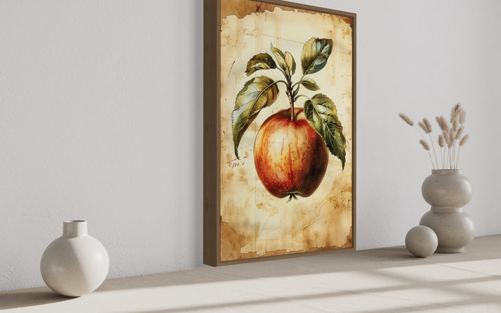 Vintage Apple Painting Framed Fruit Canvas Wall Art For Kitchen