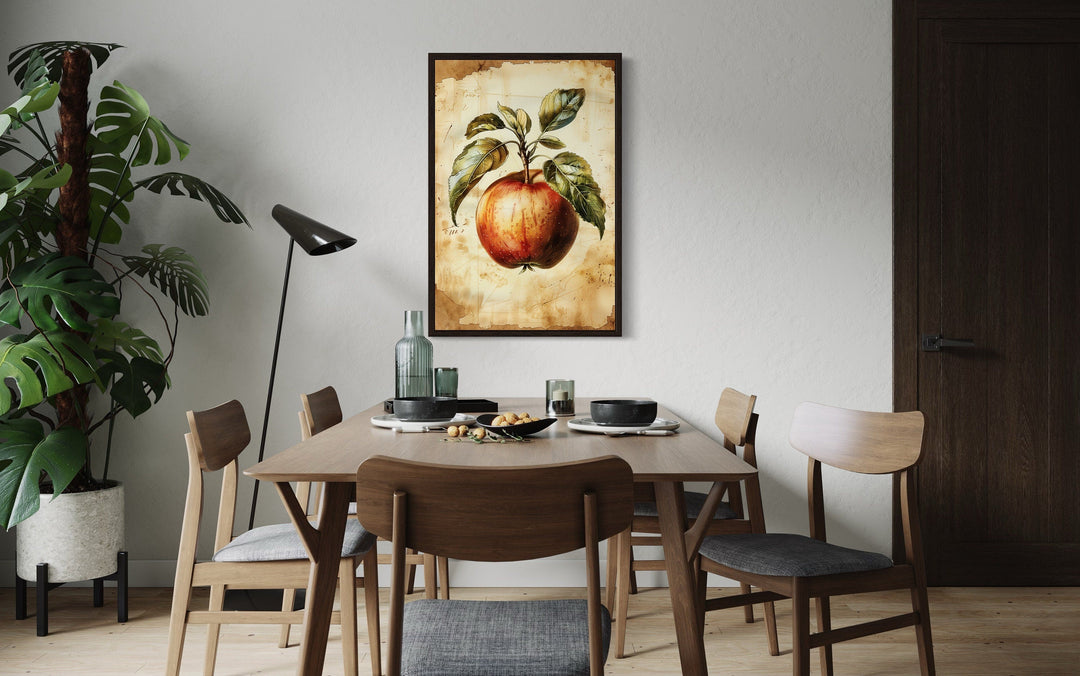 Vintage Apple Painting Framed Fruit Canvas Wall Art For Kitchen