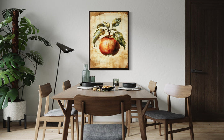 Vintage Apple Painting Framed Fruit Canvas Wall Art For Kitchen
