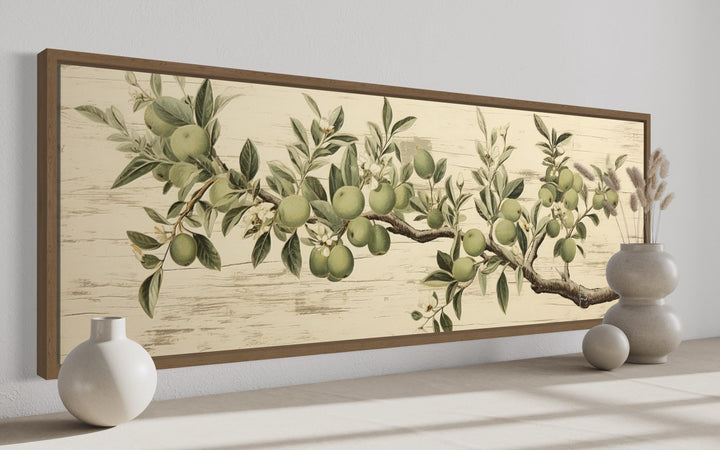 Vintage Apple Tree Branch Horizontal Neutral Framed Canvas Wall Art