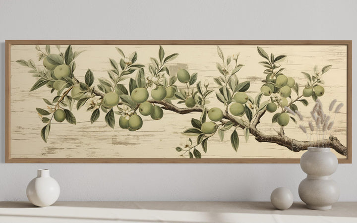 Vintage Apple Tree Branch Horizontal Neutral Framed Canvas Wall Art