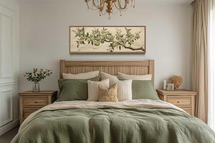 Vintage Apple Tree Branch Horizontal Neutral Framed Canvas Wall Art