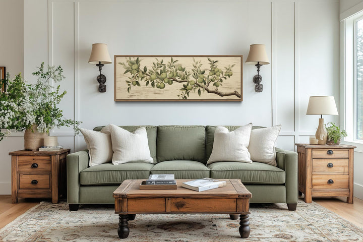 Vintage Apple Tree Branch Horizontal Neutral Framed Canvas Wall Art