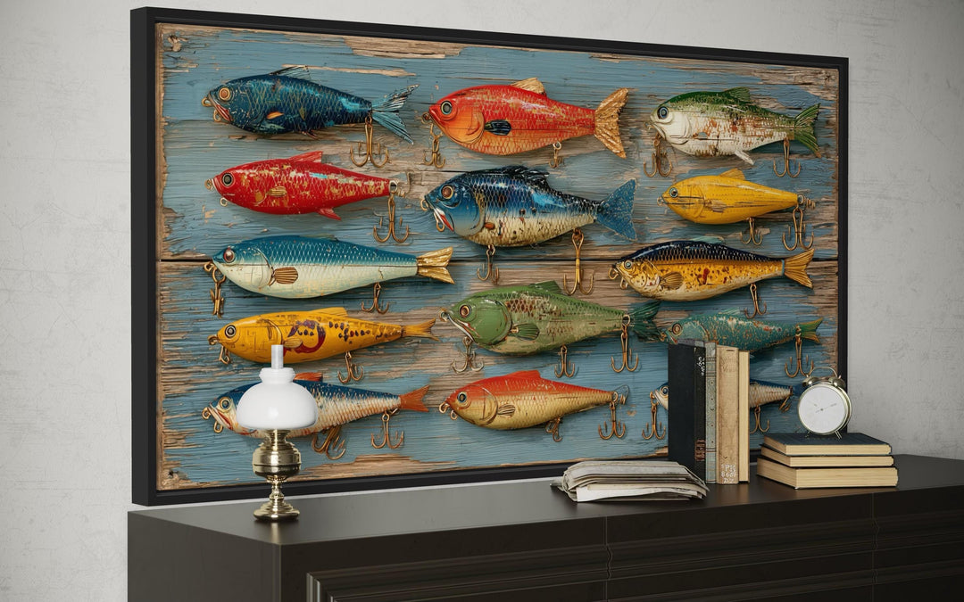 Vintage Fishing Lures Canvas Wall Art