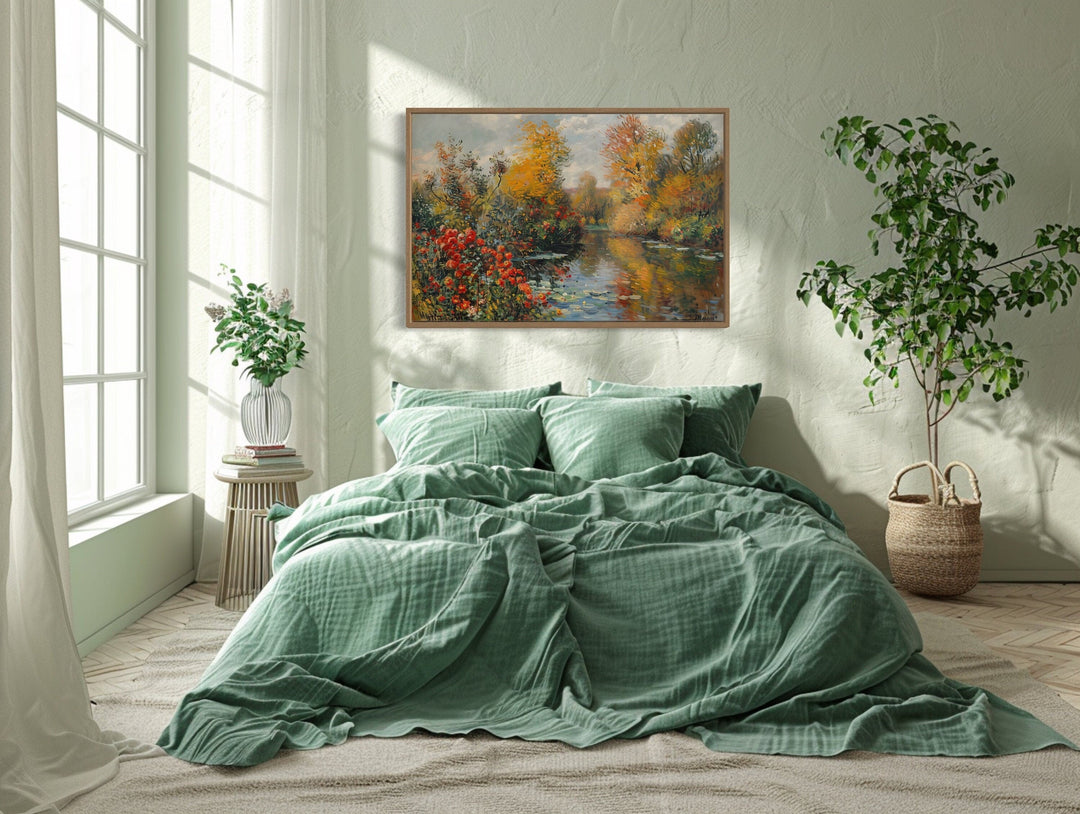 Vintage Floral Landscape Antique Style Garden Framed Canvas Wall Art
