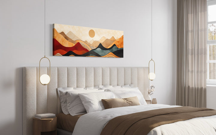 Vintage Mid Century Modern Long Horizontal Mountain Canvas Wall Art