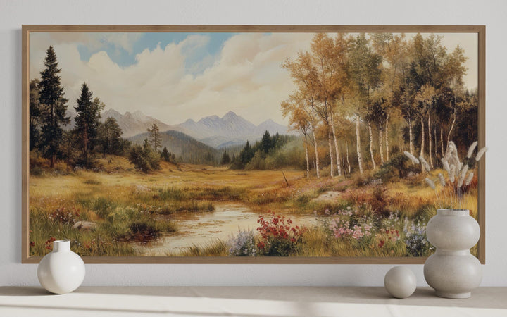 Vintage Pastoral Nature Landscape Framed Canvas Wall Art