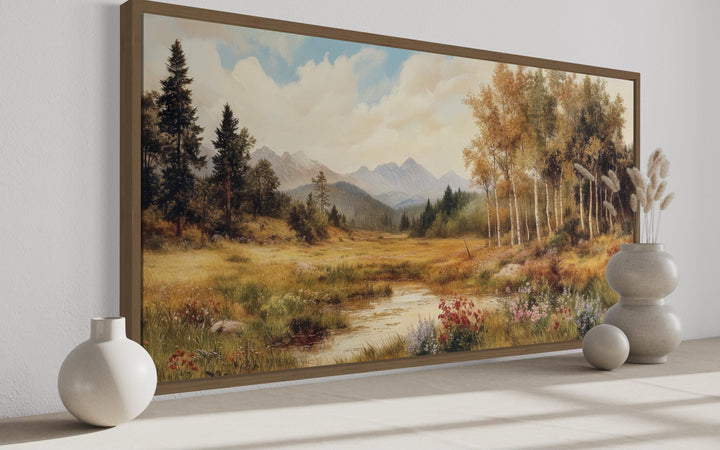 Vintage Pastoral Nature Landscape Framed Canvas Wall Art