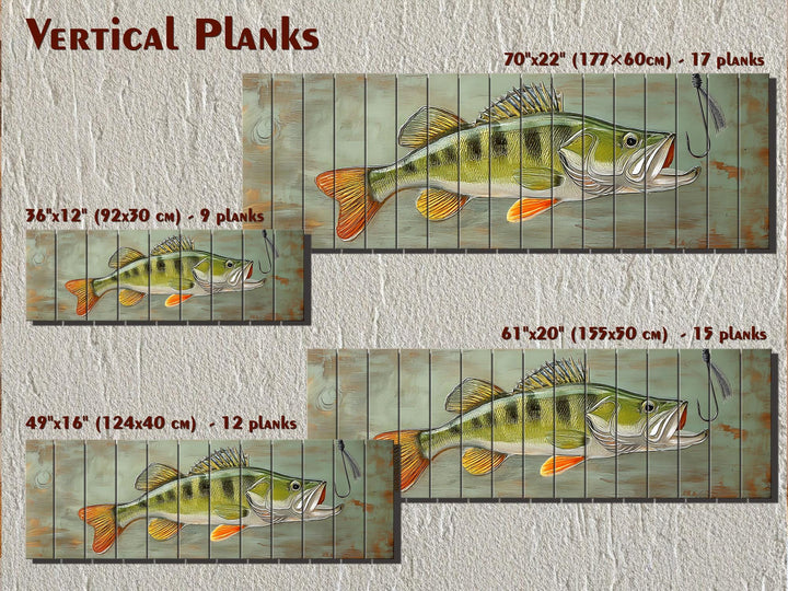 Walleye Fish Long Horizontal Real Wood Wall Art For Fishing Cabin Decor