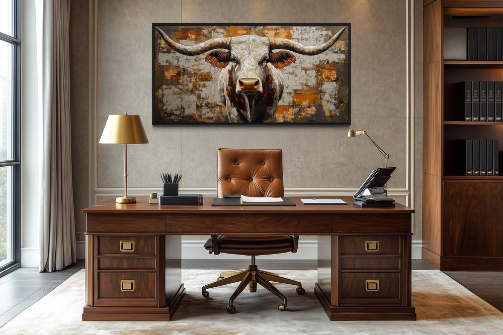 Western Longhorn Bull Extra Large Canvas Wall Art